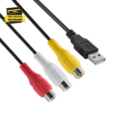 USB to RCA Cable 5FT, USB 2.0 a Female to 3 RCA Female Cord AV Composite Cable f
