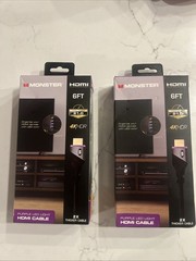 2x Monster MHV1-1026-PUR 6 Feet 4K HDR 21 Gbps 2 Purple LED Light HDMI Cable