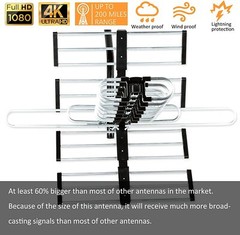 Five Star Outdoor HDTV Antenna up to 200 Mile, Digital Antenna, Kit + J Mount