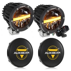 AUXBEAM 4″ LED Work Driving Light Bar SPOT Pods Amber DRL & Black Covers Shield