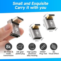 Togconn 8K 90 Degree DisplayPort 1.4 Adapter 4-Pack, (Up and Down) Right Angl…