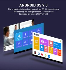 Mini Projector 1080P HD Video DLP Projector Android 9.0 bluetooth home theater