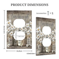 Farmhouse Vintage 1-Gang Duplex Outlet, Country Rustic Daisy Butterfly Quote