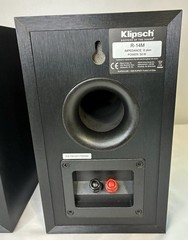 Klipsch R-14M Bookshelf Speakers Pair Black 4” 50W Home Theater Tested Working