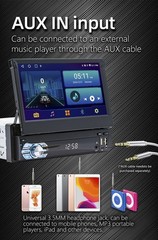 4+64GB Single 1DIN 7″ Car Stereo Radio Apple Carplay Android 15 GPS Retractable
