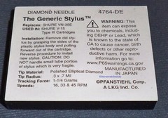 4764-DE NEEDLE TURNTABLE STYLUS for SHURE VN-35E V15 Type III Japan