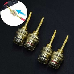 4* Banana Female to 2mm Pin Gold Plated Connector HIFI Cable Adapter Plug 4mm
