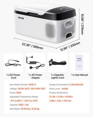 VEVOR Car Refrigerator 16-58QT Compressor Electric Cooler Car Fridge Freezer 12V