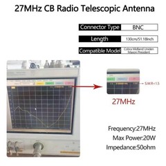 9in-51in 27MHz BNC Telescopic Antenna For Handheld/Portable CB Walkie Talkie a