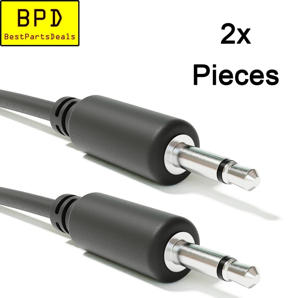 2x 3Ft (90cm) – 1/8″ Mono 3.5mm Male to Male Audio Patch Cable Cord TS Plug Mic