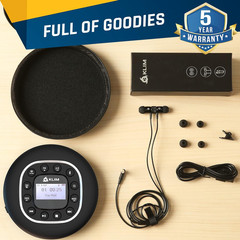 KLIM Journey Portable CD Player with Bluetooth, FM Radio, and Headphones