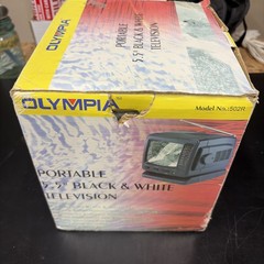 Vintage Olympia 502R 5.5in Portable Black & White TV CRT AM FM Radio 12V Black