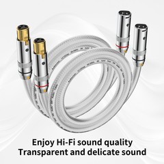 Pair 99.998% Pure Solid Silver Wire HiFi Audio XLR Balanced Male to Female Cable