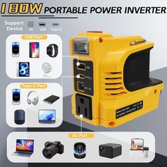 Pack 220W USB-C Power Inverter For DeWalt 20V 5.0Ah Lithium Ion Battery DCB205-2