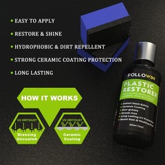 FOLLOWIN Plastic Restorer for Cars, Coating Exterior Black Trim 60ml