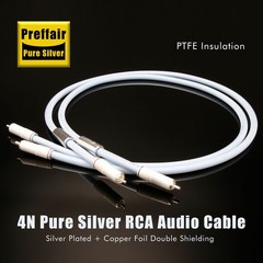 Pair Hi-Fi 5N Pure Silver Audio RCA Cable Hi-end RCA Connector Interconnect Wire