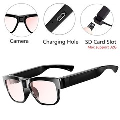 Glasses Smart Glasses with Outdoor Video Recording Wearable Black Glasses for…