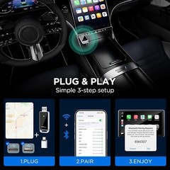 Wireless CarPlay BY967D Plug and Play No Latency Wired to Wireless 2.4 & 5.8GHZ