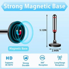 Compact 5.5 in TV Antenna – Strong Magnetic Base & Long Range Reception