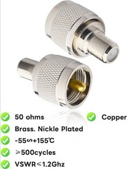 UHF PL-259 Male Plug to F Type Female RF Radio Coax Adapter Converter Connector