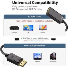 4K DisplayPort to HDMI Adapter Cable DP Male to HDMI Female Converter