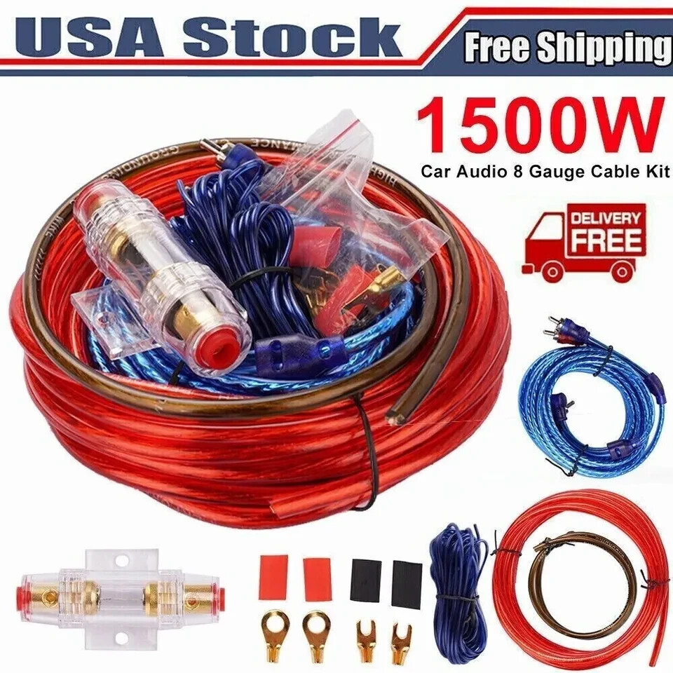 Car Audio Cable Kit 1500W Amp Amplifier Install RCA Subwoofer Sub Wiring 8 Gauge