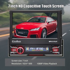 7″ Single 1 DIN Car Stereo Flip Out Touch Screen Radio Carplay MP5 USB +Camera