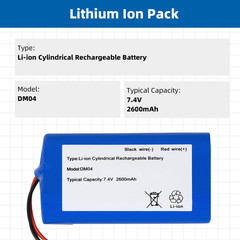 2-Pack 7.4V 2600Mah Rechargeable Battery Li-ion Batteries Pack with XH2.54-2P
