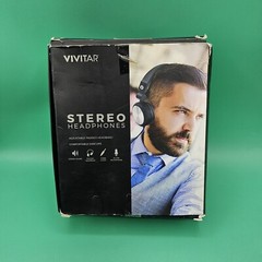 Vivitar Stereo Headphones Adjustable Headband Silver Black Open Box Wired Music
