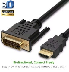 2 x 3ft HDMI to DVI-D 24+1 Pin Monitor Display Adapter Cables Male/Male HD HDTV