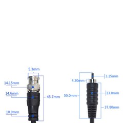 BNC Male to RCA Phono Plug Cable Lead Connector for Camera/Monitor 1m/1.5m/2m/3m