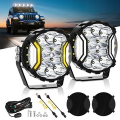 MICTUNING 4″/5″ 180W LED Work Light Pods Offroad Fog Driving Lamp Wiring Harness
