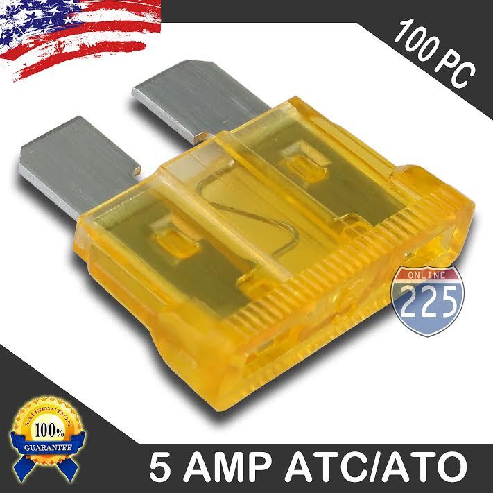 100 Pack 5 AMP ATC/ATO STANDARD Regular FUSE BLADE 5A CAR TRUCK BOAT MARINE PCS