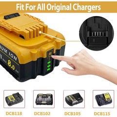 20V MAX 8Ah Lithium Ion Battery 2-Pack,compatible with Dewalt 20v cordless tools