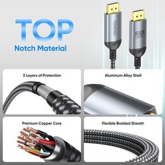 Display Port Cable 10 ft, DisplayPort 2.1 16K@60Hz 8K@120Hz 4K@240Hz 2K@360Hz…