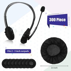 300 Disposable Headphone Covers Non Woven Sanitary Earphone Earpad Black 6.5cm