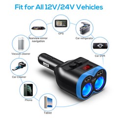 Dual USB Charger Power Adapter Car LCD Cigarette Lighter Socket Splitter DC 12V