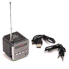 Portable Mini Speaker Music Player FM Radio MicroSD TF USB MP3 – Black