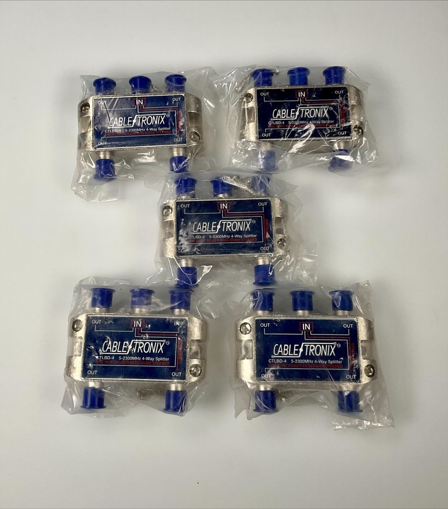 Cabletronix 4-Way Ctlbd-4 Splitter 5-2300 Mhz One Port Power Passing – 5 Pack