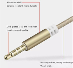 3.5mm Braided Male to Male Stereo Audio AUX Cable Cord for PC iPod CAR iPhone