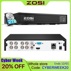 ZOSI H.265 5Mp-Lite HD 8CH DVR System 2TB Hard Drive AI Human Vehicle Detection