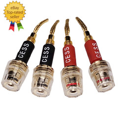 CESS-220 Pin Banana Plug to 4Mm Female Banana Jack/Speaker Wire, 4 Pack (Braided