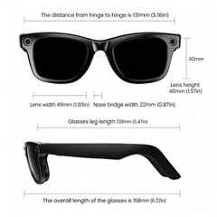 AI Smart Glasses with HD Camera Voice Translation BT Video Recording Sunglasses