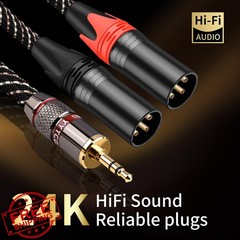 YYTCG 3.5mm to Dual XLR Male Y Splitter Cable 1.64ft Gold Plugs