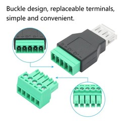 1 Pair USB 2.0 A Female to 5 Pin Screw Terminal Solderless Adapter Connector