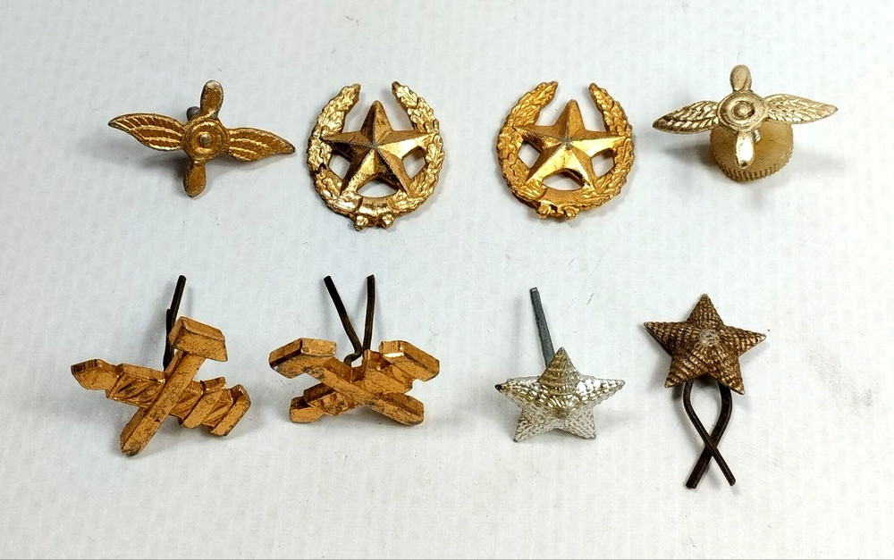 Vintage Lot 8 pcs Collectible Soviet Aluminum Small Badges-Emblems for Clothing