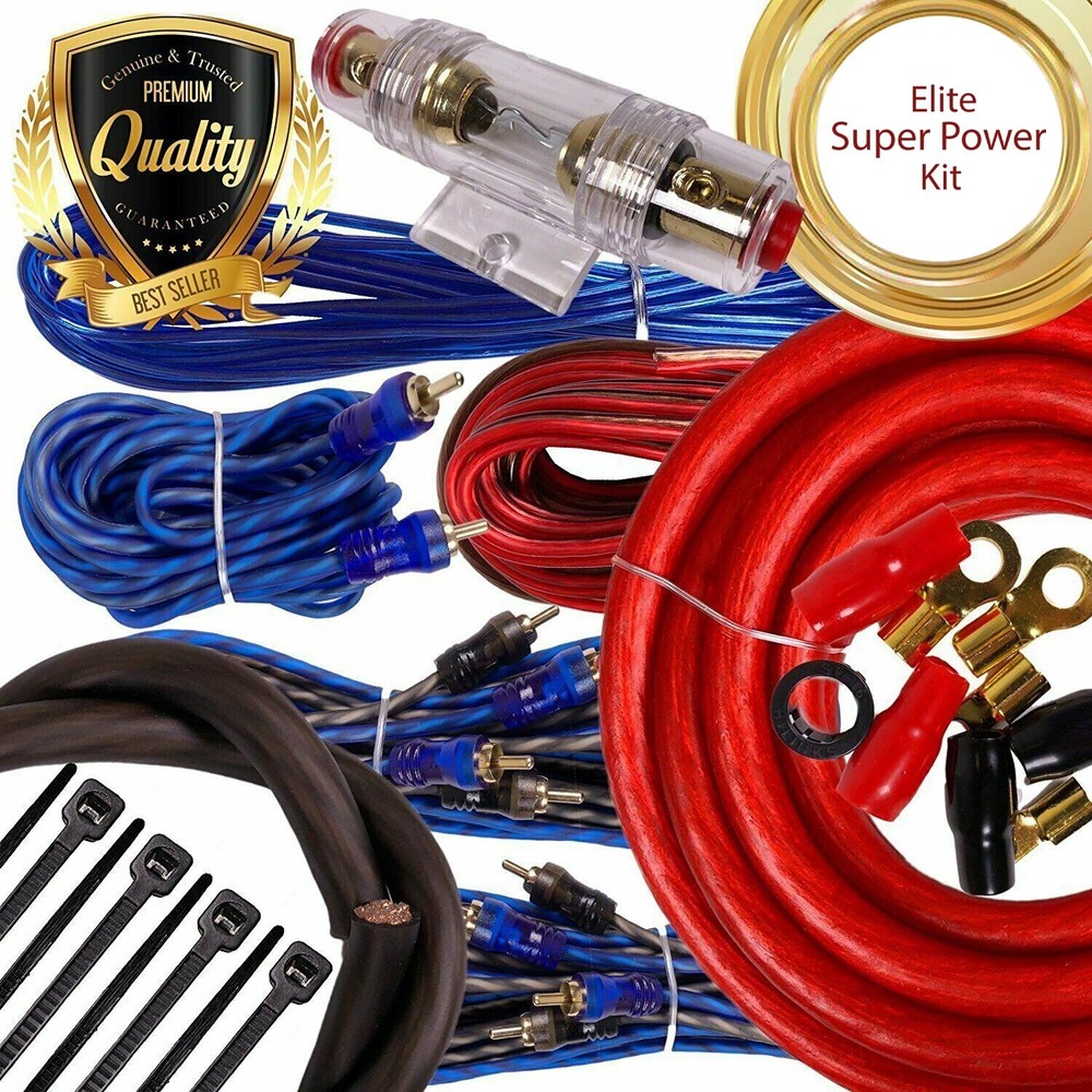 Complete 5 Channels 2500W 4 Gauge Amplifier Installation Wiring Kit Amp PK1 Red