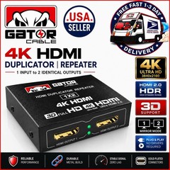 HDMI 2.0 Cable Repeater Mirror Amplifier Duplicator 4K HDTV Monitor 1 In 2 Out