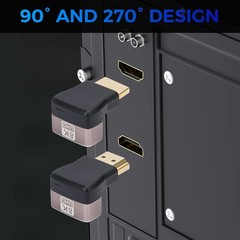 2 Pack 8K HDMI 2.1 90 Degree Up Down Male to Female Adapter