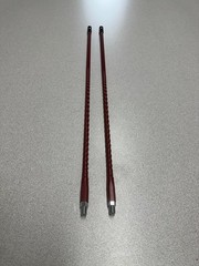 DUAL SET OF 2 FOOT RED W/BLACK CAPS FIBERGLASS CB ANTENNA FOR COBRA,UNIDEN